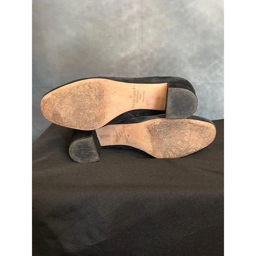 Kate Spade New York Black Suede Block Heel Ankle Boots Women's 9.5M‎